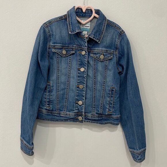Old Navy Unisex Denim Jacket Medium-Indigo Kids Size Large - Picture 1 of 8